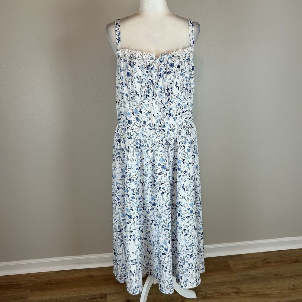 Scarlet Darkness Floral Maxi Dirndl Style Dress Size 2XL Renaissance Fairy
